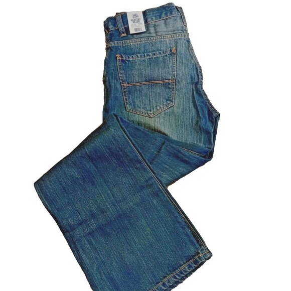 RUSTIC BLUE Brand 18 Boys Bootcut Denim Jeans Vintage Tint Adjustable Waist NWT - Picture 1 of 14